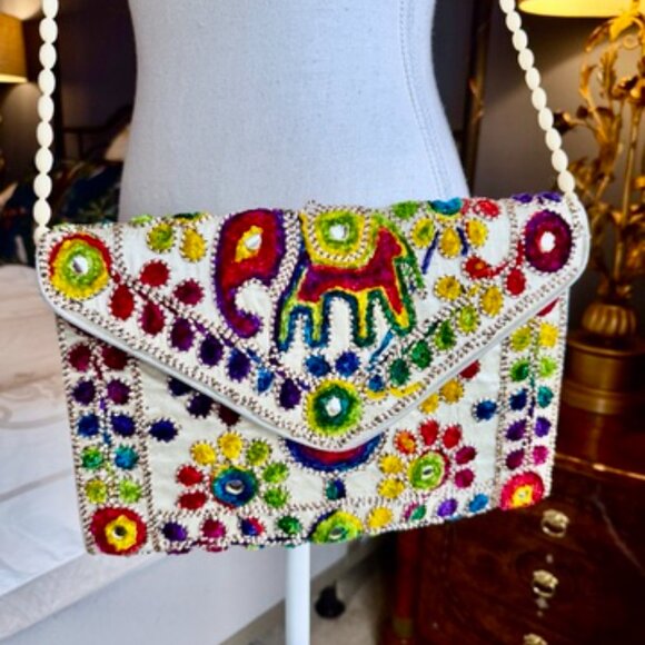 Handmade Boho Multicolour Rajasthani Crossbody Bag - Picture 3 of 12